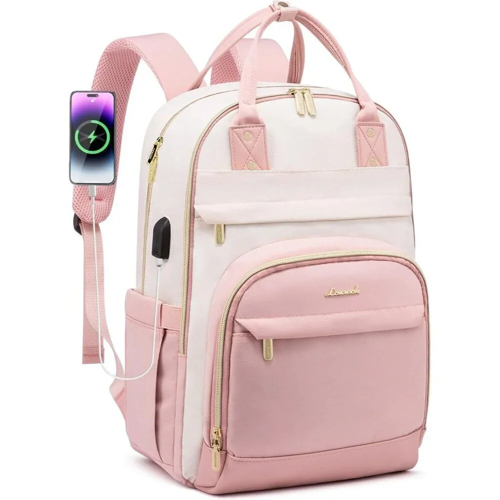 ✨Men's Pink Laptop Backpack Travel Purse Large Computer Backpack Fashion Bag